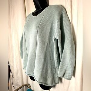 Eddie Bauer 100% Cotton Knit V-Neck Pullover Sweater Mint Green Womens Sz XL